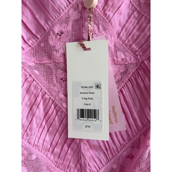 LoveShackFancy Joanne Maxi Dress Lace Panel Tulip Pink Size 8 NWT $795 Sold Out - Picture 8 of 9